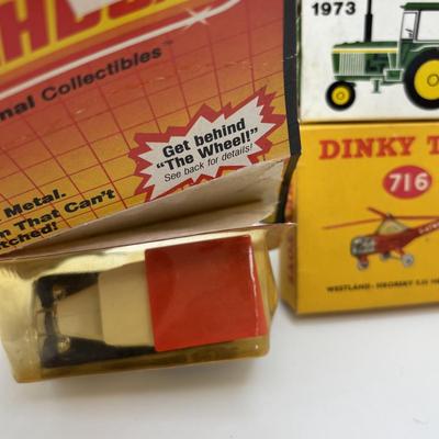 LOT 54: Dinky Toys Westland Sikorsky S.51 Helicopter, Budgie Toy England Low Loader, 1973 John Deere Tractor & More