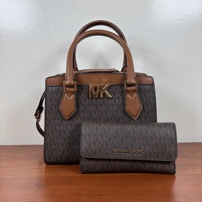 LOT 58: Michael Kors Signature Mott Messenger Satchel & Wallet
