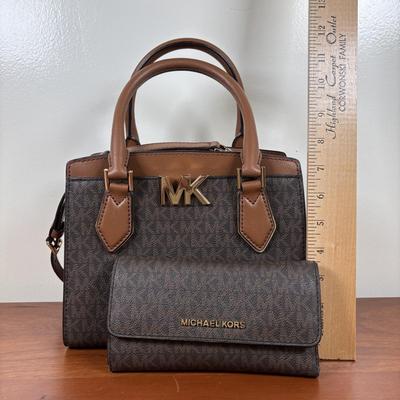 LOT 58: Michael Kors Signature Mott Messenger Satchel & Wallet