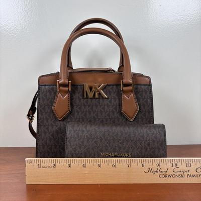 LOT 58: Michael Kors Signature Mott Messenger Satchel & Wallet