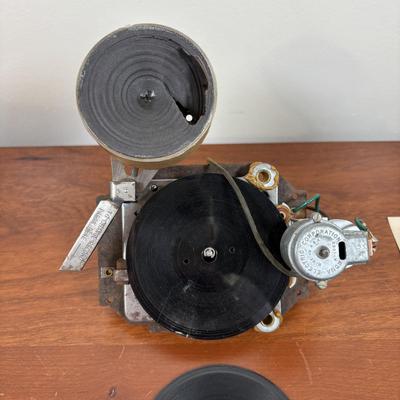 LOT 65: Lionel Train Accessories, Bottle Brush Trees, Noma Electronic Railroad Station Records and Record Player (for parts) & Toy...