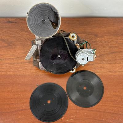 LOT 65: Lionel Train Accessories, Bottle Brush Trees, Noma Electronic Railroad Station Records and Record Player (for parts) & Toy...