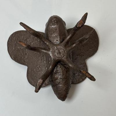 LOT 66: Cast Metal Dragon Fly. Lady Bugs, Butterfly and Forged Iron Hanging Hummingbird w/Bottom Hook