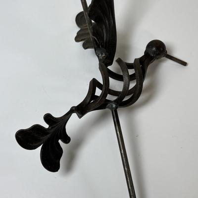 LOT 66: Cast Metal Dragon Fly. Lady Bugs, Butterfly and Forged Iron Hanging Hummingbird w/Bottom Hook