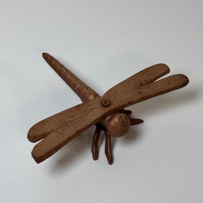LOT 66: Cast Metal Dragon Fly. Lady Bugs, Butterfly and Forged Iron Hanging Hummingbird w/Bottom Hook