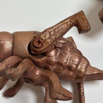 LOT 67: Cast Metal Ants, Frog, Grasshoppers & Lily Pad w/Frog Sundail