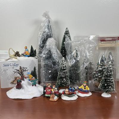 LOT 68: Dept 56 Skate Date, Round & Round We Go Accessories w/Trees, Lemax Trees & More