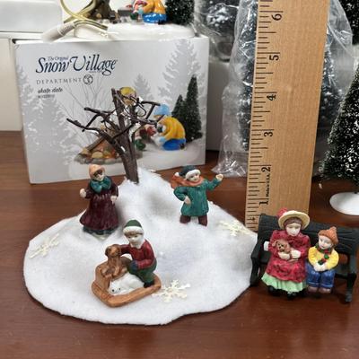 LOT 68: Dept 56 Skate Date, Round & Round We Go Accessories w/Trees, Lemax Trees & More