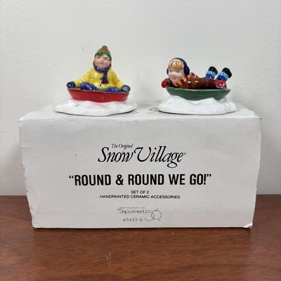 LOT 68: Dept 56 Skate Date, Round & Round We Go Accessories w/Trees, Lemax Trees & More