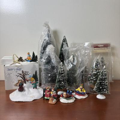 LOT 68: Dept 56 Skate Date, Round & Round We Go Accessories w/Trees, Lemax Trees & More