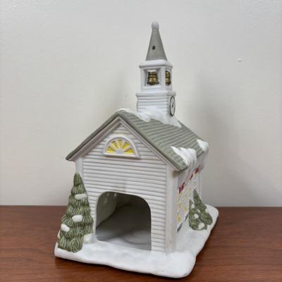 LOT 70: Party Lite Church & Nesting Cardinal, Cross-Stitch, Praying Santa, Enesco Ornament & More
