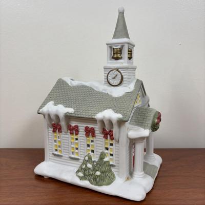 LOT 70: Party Lite Church & Nesting Cardinal, Cross-Stitch, Praying Santa, Enesco Ornament & More