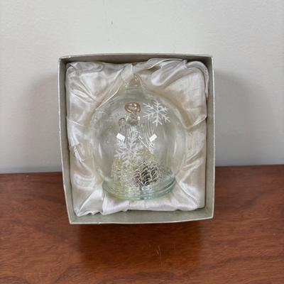 LOT 70: Party Lite Church & Nesting Cardinal, Cross-Stitch, Praying Santa, Enesco Ornament & More