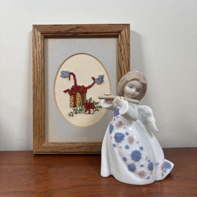 LOT 70: Party Lite Church & Nesting Cardinal, Cross-Stitch, Praying Santa, Enesco Ornament & More