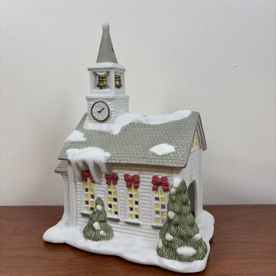 LOT 70: Party Lite Church & Nesting Cardinal, Cross-Stitch, Praying Santa, Enesco Ornament & More