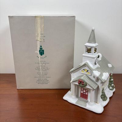 LOT 70: Party Lite Church & Nesting Cardinal, Cross-Stitch, Praying Santa, Enesco Ornament & More