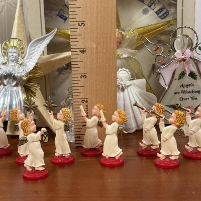 LOT 74: Vintage Angel Christmas& More: Germany Plastic Choir Figures (13), Angel Tree Toppers