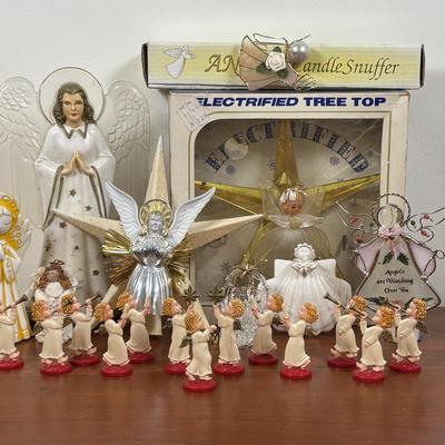 LOT 74: Vintage Angel Christmas& More: Germany Plastic Choir Figures (13), Angel Tree Toppers
