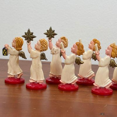 LOT 74: Vintage Angel Christmas& More: Germany Plastic Choir Figures (13), Angel Tree Toppers
