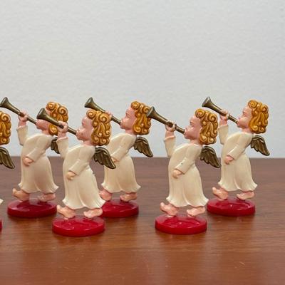 LOT 74: Vintage Angel Christmas& More: Germany Plastic Choir Figures (13), Angel Tree Toppers