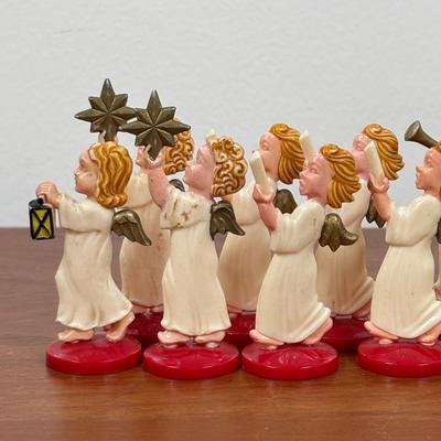 LOT 74: Vintage Angel Christmas& More: Germany Plastic Choir Figures (13), Angel Tree Toppers