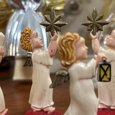 LOT 74: Vintage Angel Christmas& More: Germany Plastic Choir Figures (13), Angel Tree Toppers