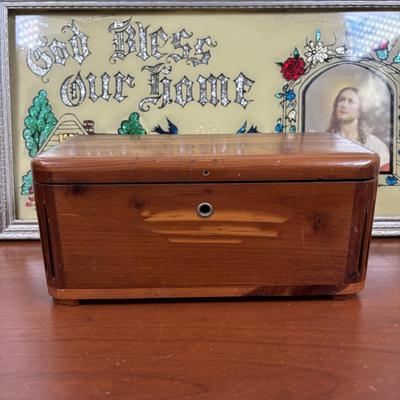 LOT 75: Religious Collection: His Promise Cross Stitch, "God Bless Our Home" Foil Art and Reverse Painted Wall Art & More