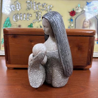 LOT 75: Religious Collection: His Promise Cross Stitch, "God Bless Our Home" Foil Art and Reverse Painted Wall Art & More