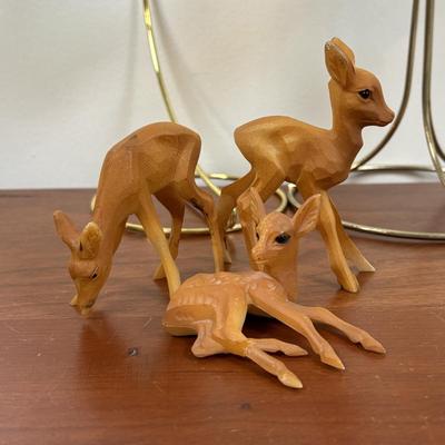 LOT 77: Stained Glass Rudolph, Holly Candle & Bell, Miniature Nativity Set, Wheaton Rudolph Bottle & More