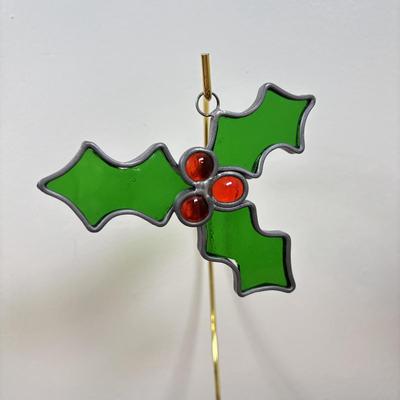 LOT 77: Stained Glass Rudolph, Holly Candle & Bell, Miniature Nativity Set, Wheaton Rudolph Bottle & More