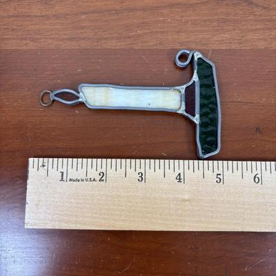 LOT 77: Stained Glass Rudolph, Holly Candle & Bell, Miniature Nativity Set, Wheaton Rudolph Bottle & More