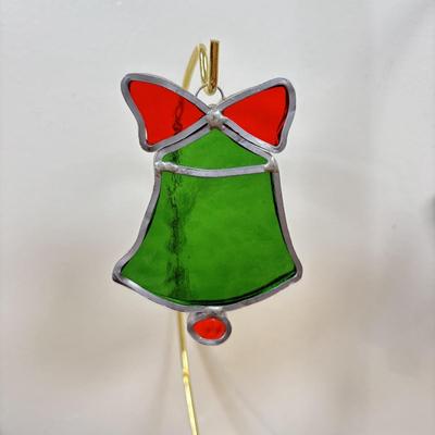 LOT 77: Stained Glass Rudolph, Holly Candle & Bell, Miniature Nativity Set, Wheaton Rudolph Bottle & More