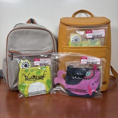 LOT 91: Thirty-One Sling Bag Cooler, Backpack Cooler & Animal Shaped Snack Bags