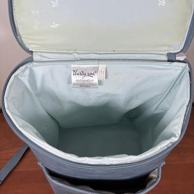 LOT 92: Thirty-One Cooler Backpack, Half-Moon Pebble Crossbody Purse & Jewell Rubie Terazzo Pebble Crossbody