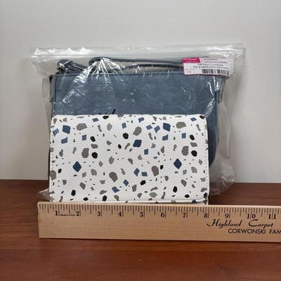 LOT 92: Thirty-One Cooler Backpack, Half-Moon Pebble Crossbody Purse & Jewell Rubie Terazzo Pebble Crossbody