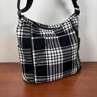 LOT 94: Thirty-One Casual Plaid Carry-All, Convertible Belt Bag, J Monogrammed Crossbody & Card Holder