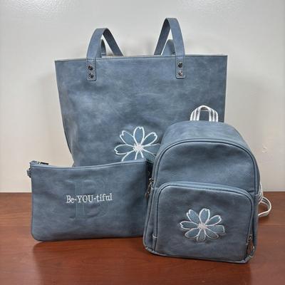 LOT 96: Thirty-One Monogrammed Tote Bag, Backpack & Clutch