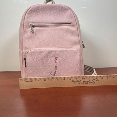 LOT 99: Thirty-One Fuchsia Backpack, Monogrammed Pink Backpack & Clutches