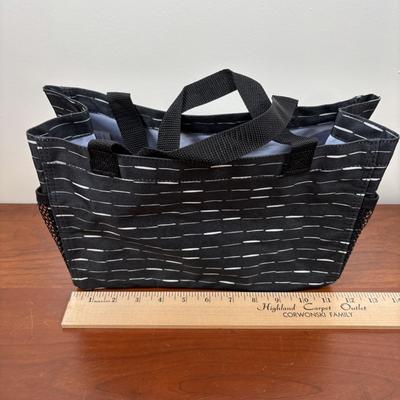 LOT 105: Thirty-One Lil' Go Geo Pop Purple Backpack, Black Beauty Pebble Clutch, Starlit Stripe Tote & More