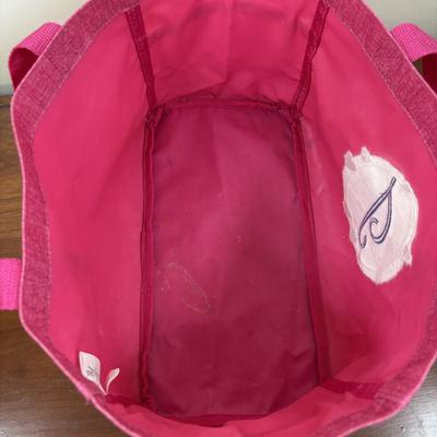 LOT 108: Thirty-One Monogrammed Utility Tote Bags, Cool Zip Snacker Bags & Signature Canvas Shine Bright Pillow Cover