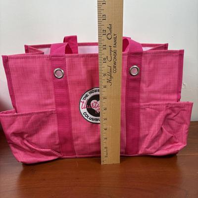 LOT 108: Thirty-One Monogrammed Utility Tote Bags, Cool Zip Snacker Bags & Signature Canvas Shine Bright Pillow Cover