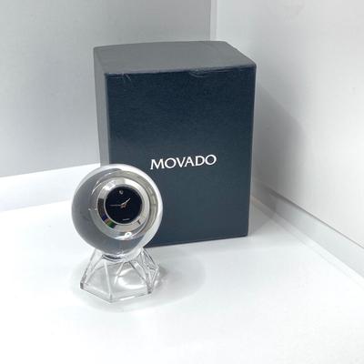 LOT 109: Movado Orb Desk Clock in Original Box and Prism Style Watch