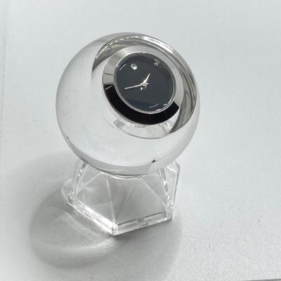 LOT 109: Movado Orb Desk Clock in Original Box and Prism Style Watch