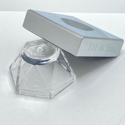 LOT 109: Movado Orb Desk Clock in Original Box and Prism Style Watch