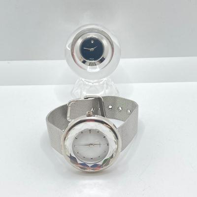 LOT 109: Movado Orb Desk Clock in Original Box and Prism Style Watch