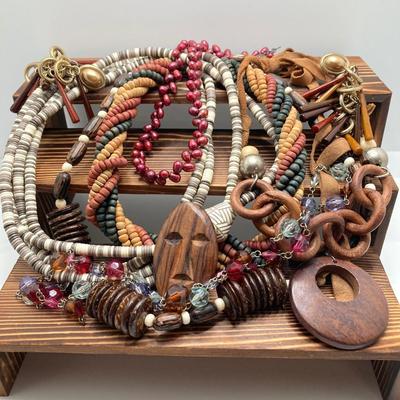 LOT 116: Vintage Beaded and Wood Jewelry