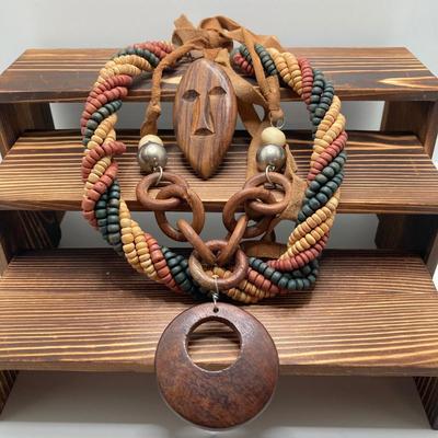 LOT 116: Vintage Beaded and Wood Jewelry