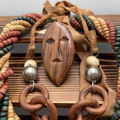 LOT 116: Vintage Beaded and Wood Jewelry