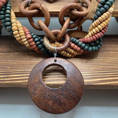 LOT 116: Vintage Beaded and Wood Jewelry