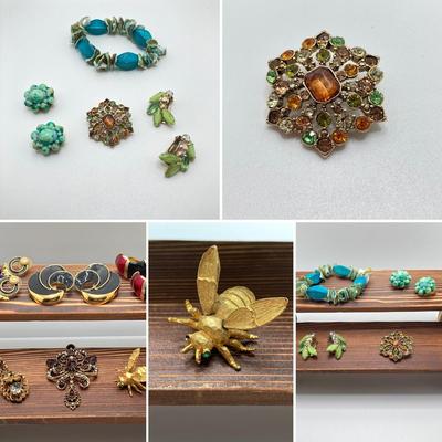 LOT 118: Vintage Earrings and Brooches - Art, Mjent, Ellen Designs, W Germany and More